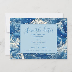 Blue ocean waves summer save the date