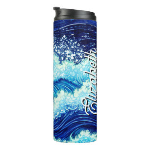 Blue Ocean Waves Thermal Tumbler