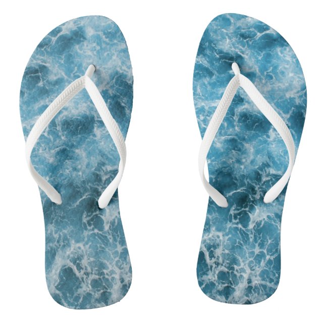 Blue Ocean Waves  Thongs (Footbed)