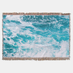 Blue Ocean Waves Throw Blanket