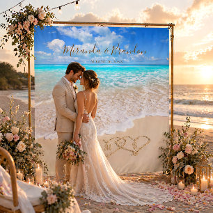 Blue Ocean Waves Tropical Beach Wedding Backdrop Tapestry