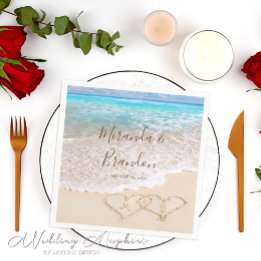 Blue Ocean Waves Tropical Beach Wedding Napkin
