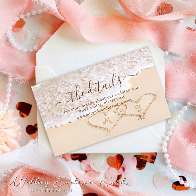 Blue Ocean Waves Tropical Beach Wedding Website Enclosure Card (Creator Uploaded)