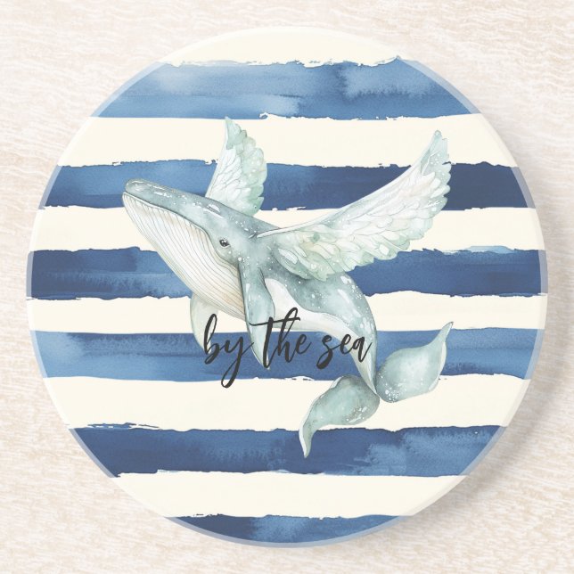 Blue Ocean Whale By the sea Coaster (Front)