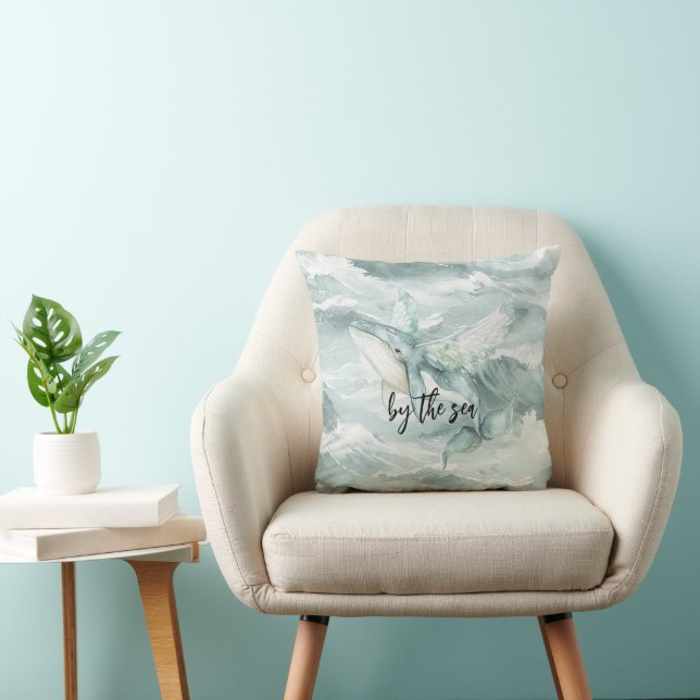 Blue Ocean Whale By the sea Cushion (Chair)