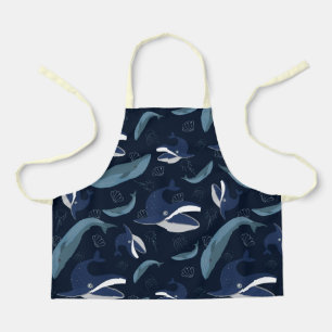 Blue Ocean Whales Pattern Apron