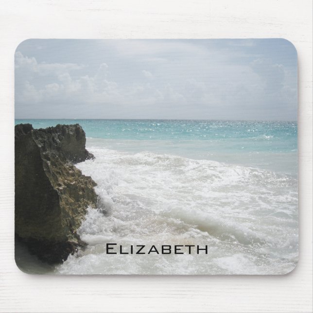 Blue Ocean with Foamy Waves Seascape Personalised Mouse Pad (Front)