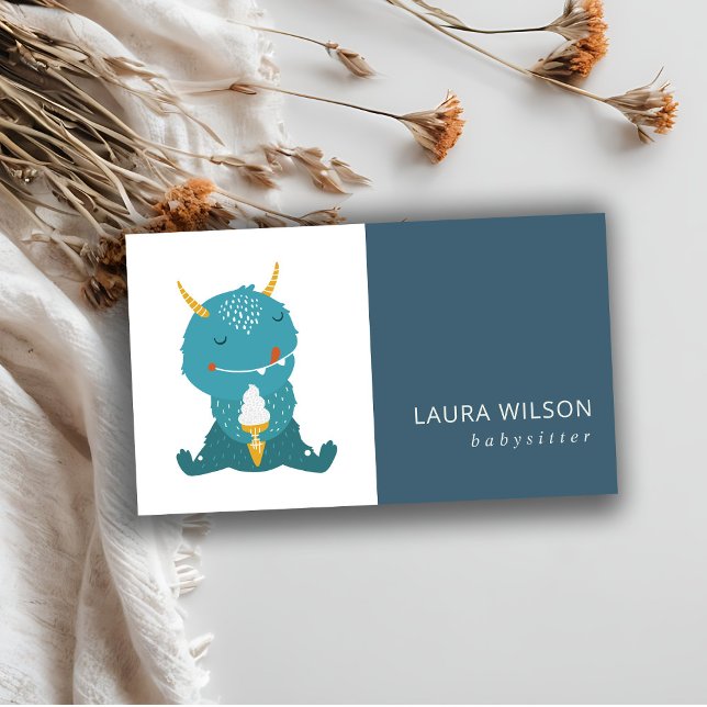 BLUE OCHRE CUTE SANDI LITTLE MOSTER ICECREAM NANNY BUSINESS CARD (Creator Uploaded)