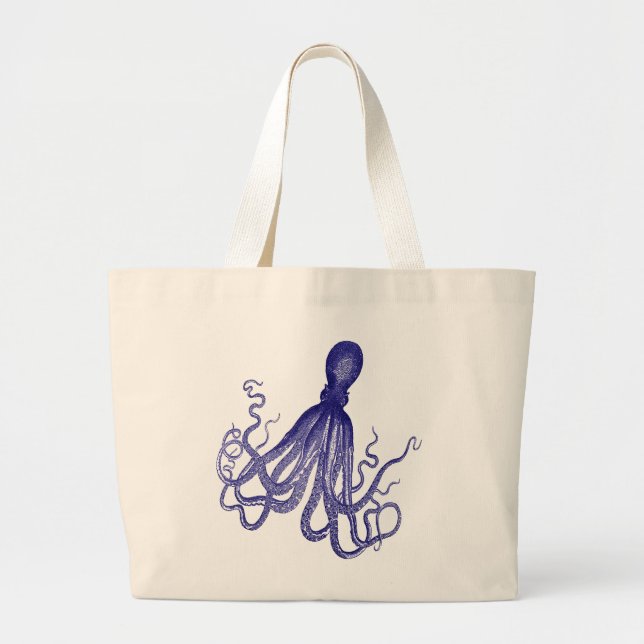 Blue Octopus 5 Large Tote Bag (Front)