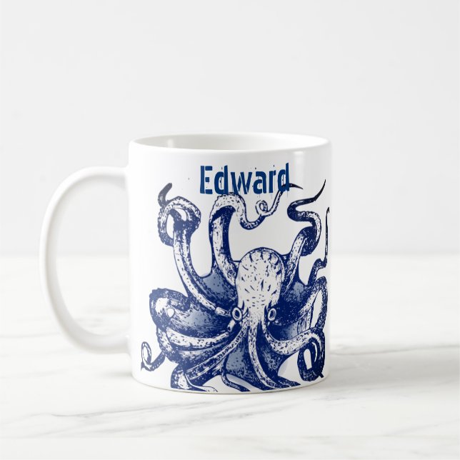 Blue Octopus Coffee Mug (Left)