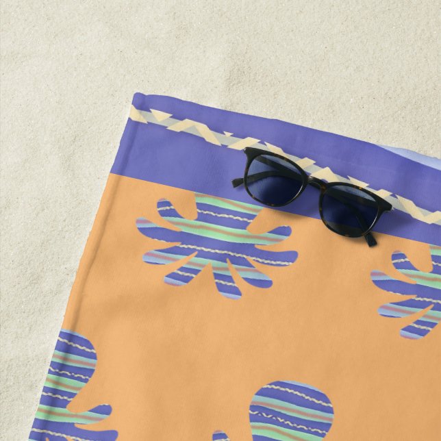 Blue Octopus Coral  Beach Towel (In Situ)