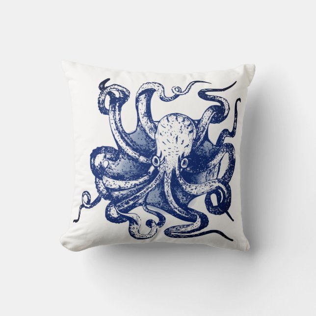 Blue Octopus Cushion (Front)