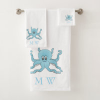 Blue Octopus Design Monogrammed