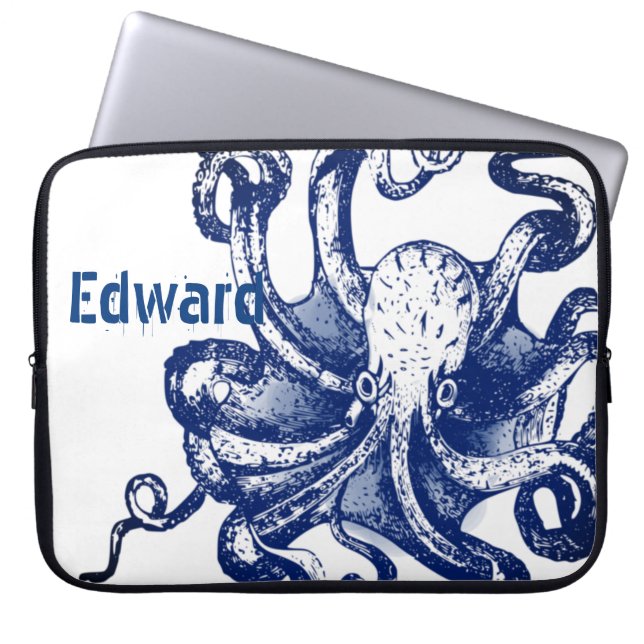 Blue Octopus Laptop Sleeve (Front)