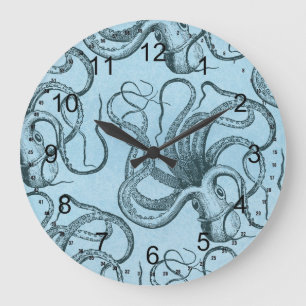 Blue Octopus Large Clock