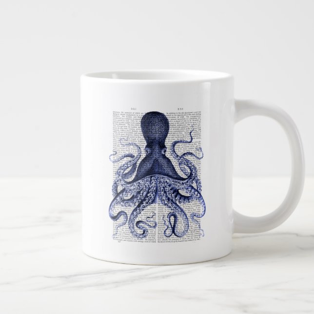 Blue Octopus Large Coffee Mug (Right)