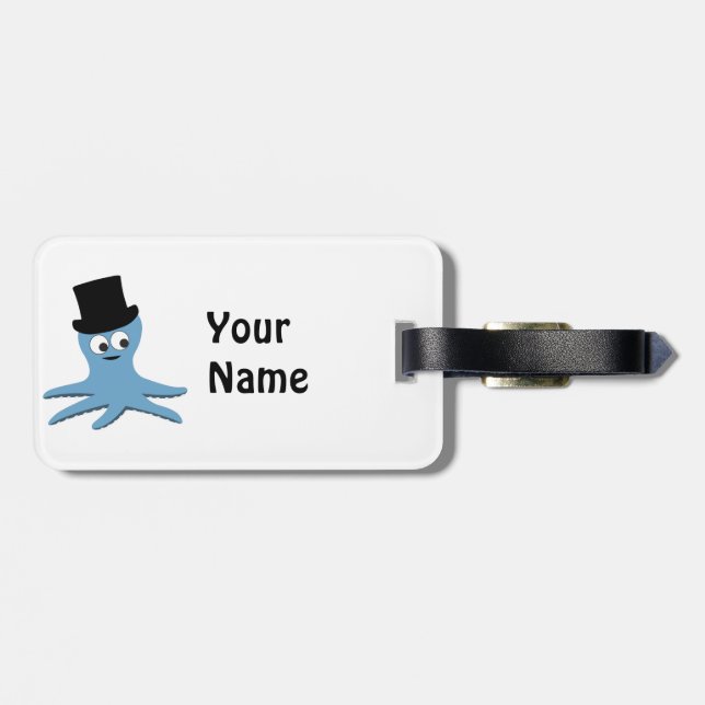 Blue Octopus Luggage Tag (Back Horizontal)