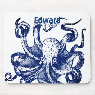 Blue Octopus Mouse Pad