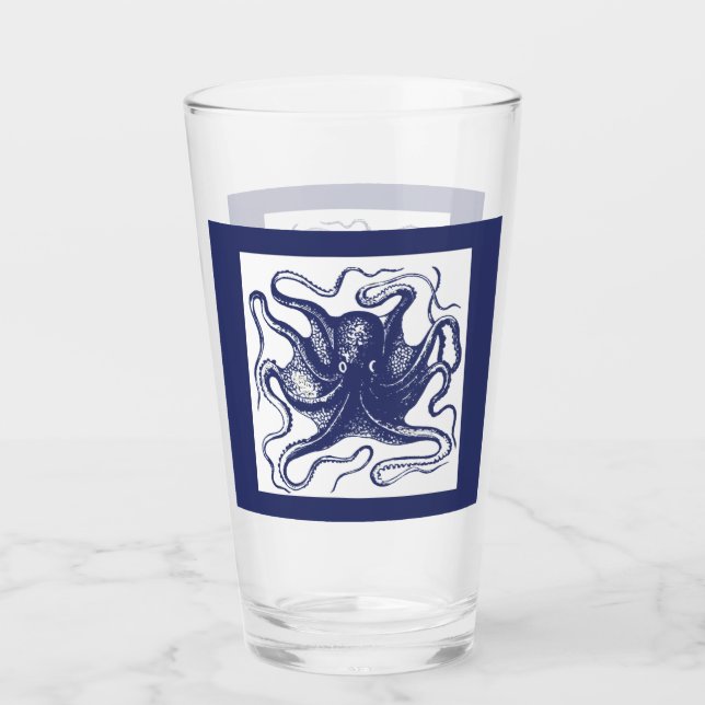 Blue Octopus Pint Glass (Front)