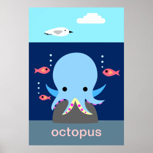Blue Octopus Poster