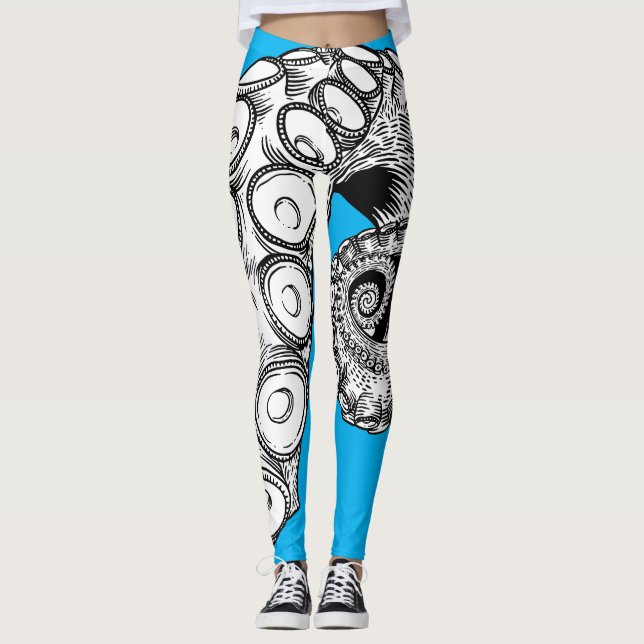 Blue Octopus Tentacle Leggings  (Front)