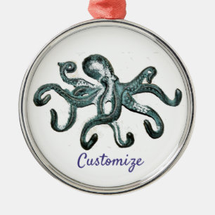 Blue Octopus Thunder_Cove  Metal Ornament