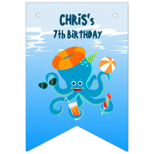 Blue Octopus Under the Sea Boy Birthday Party Bunting