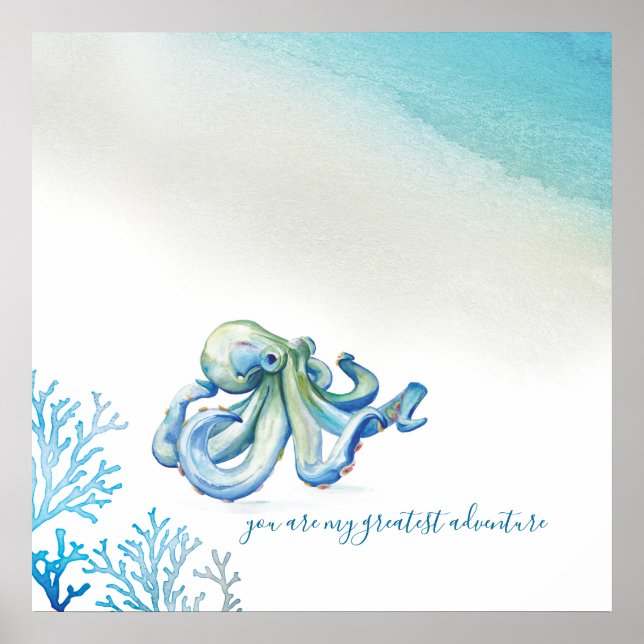 Blue Octopus Wall Art for Nursery (Front)