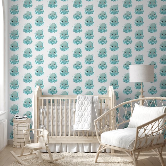 Blue octopus wall paper wallpaper (Kids)