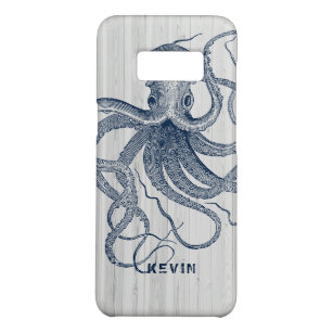 Blue Octopus White Faux Wood Planks Case-Mate Samsung Galaxy S8 Case