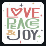 Blue of the holiday : Love, peace and joy Square Sticker<br><div class="desc">Blue of the holiday : Love,  peace and joy</div>