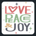 Blue of the holiday : Love, peace and joy Square Sticker<br><div class="desc">Blue of the holiday : Love, peace and joy</div>