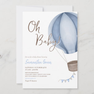 Blue Oh Baby Baby Shower Invitation