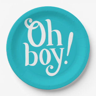 Blue Oh Boy! baby shower Paper Plate