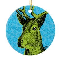 Blue Oh Deer Christmas Ornament