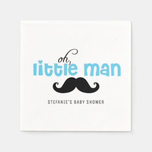 Blue Oh Little Man Moustache Custom Baby Shower Napkin