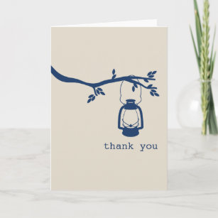 Blue Oil Lantern Camping / Outdoors Thank You Card