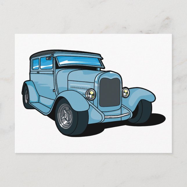 Blue Old Car Postcard (Front)