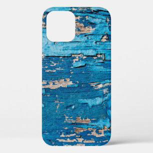 Blue old wooden background iPhone 12 case