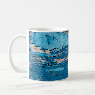 Blue old wooden background  coffee mug