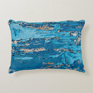 Blue old wooden background decorative cushion