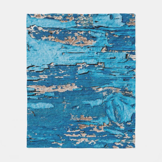 Blue old wooden background  fleece blanket (Front)