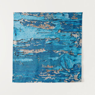 Blue old wooden background tapestry