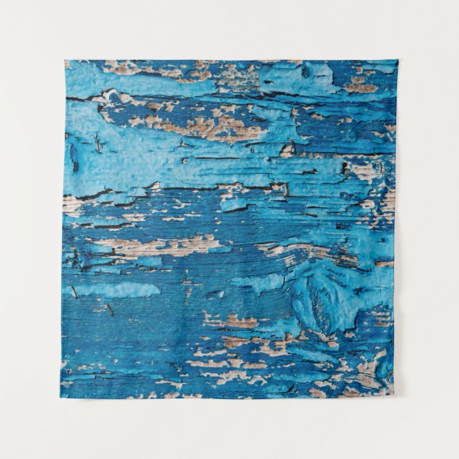 Blue old wooden background  tapestry (Front)