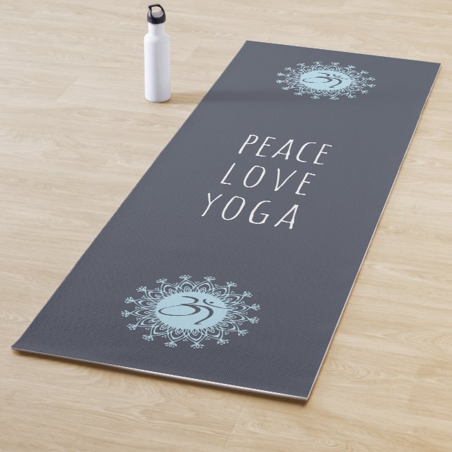 Blue Om & Mandala Peace Love Yoga Mat (In Situ)