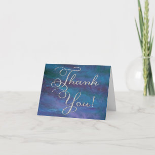 Blue-Ombre Abstract Dark Turquoise Teal Purple Thank You Card