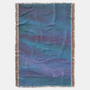 Blue-Ombre Abstract Turquoise Teal Violet Purple Throw Blanket