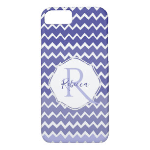 Blue Ombre Chevron Personalised iPhone Case