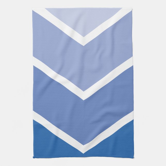 Blue Ombré Chevron Stripes Tea Towel (Vertical)