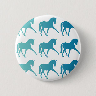 Blue Ombre Dressage Horse 6 Cm Round Badge